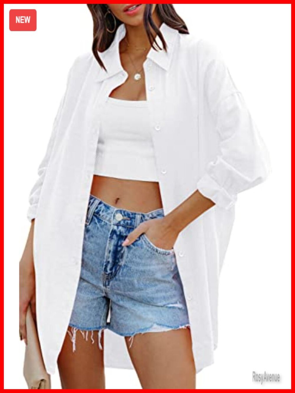 Womens Oversized Button Down Shirt Long Sleeve Collared Loose Blouse Top Pockets